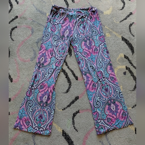 Cynthia Rowley Mid-Rise Paisley Floral Print Wide Leg Palazzo Drawstring Pants - Picture 3 of 14